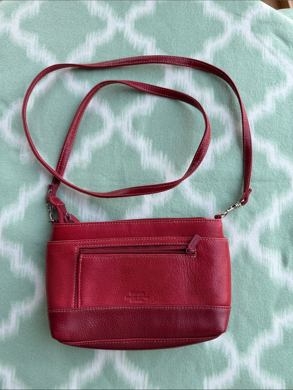 Buxton Red Leather Crossbody Bag - small Classic Women's Casual Bag